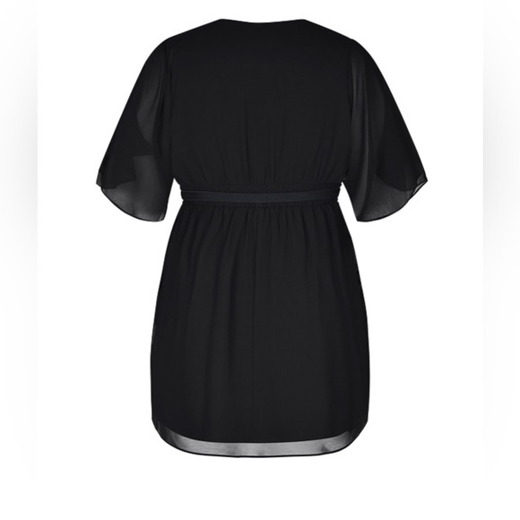 🌿 CITY CHIC 🌿 black Draped faux wrap dress size S (16) with belt BNWT RRP $99 - Picture 4 of 14